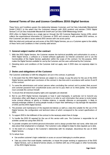 Förhandsbild av General Terms of Use and Licence Conditions ZEISS Digital Services