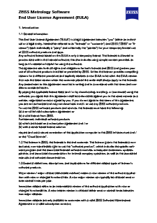Förhandsbild av ZEISS Metrology Software End User License Agreement (EULA)