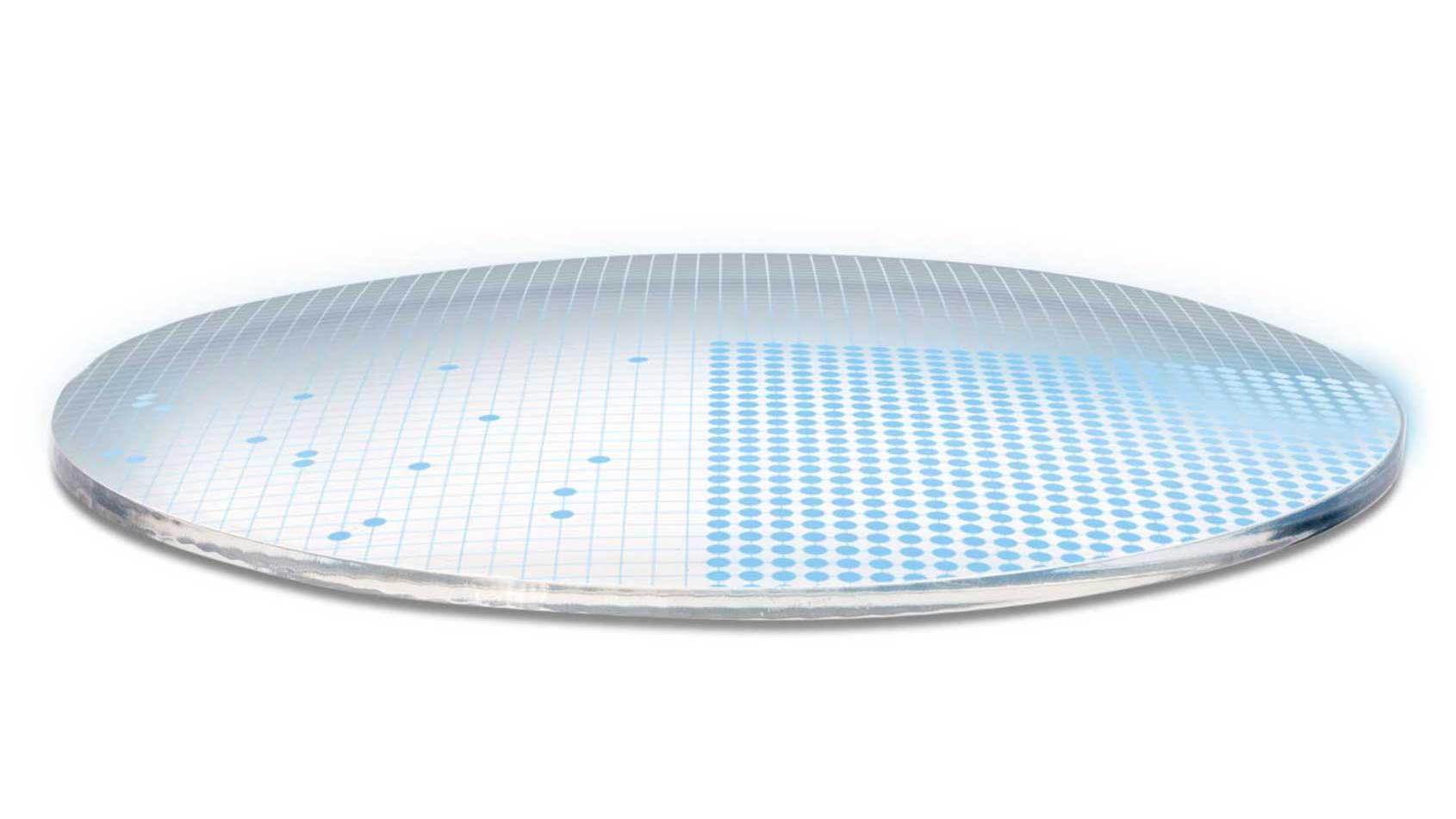 3D-illustration av glasögonglas som visar 700 blå punkter som symboliserar 700 fria parametrar för en mycket avancerad glasyta.