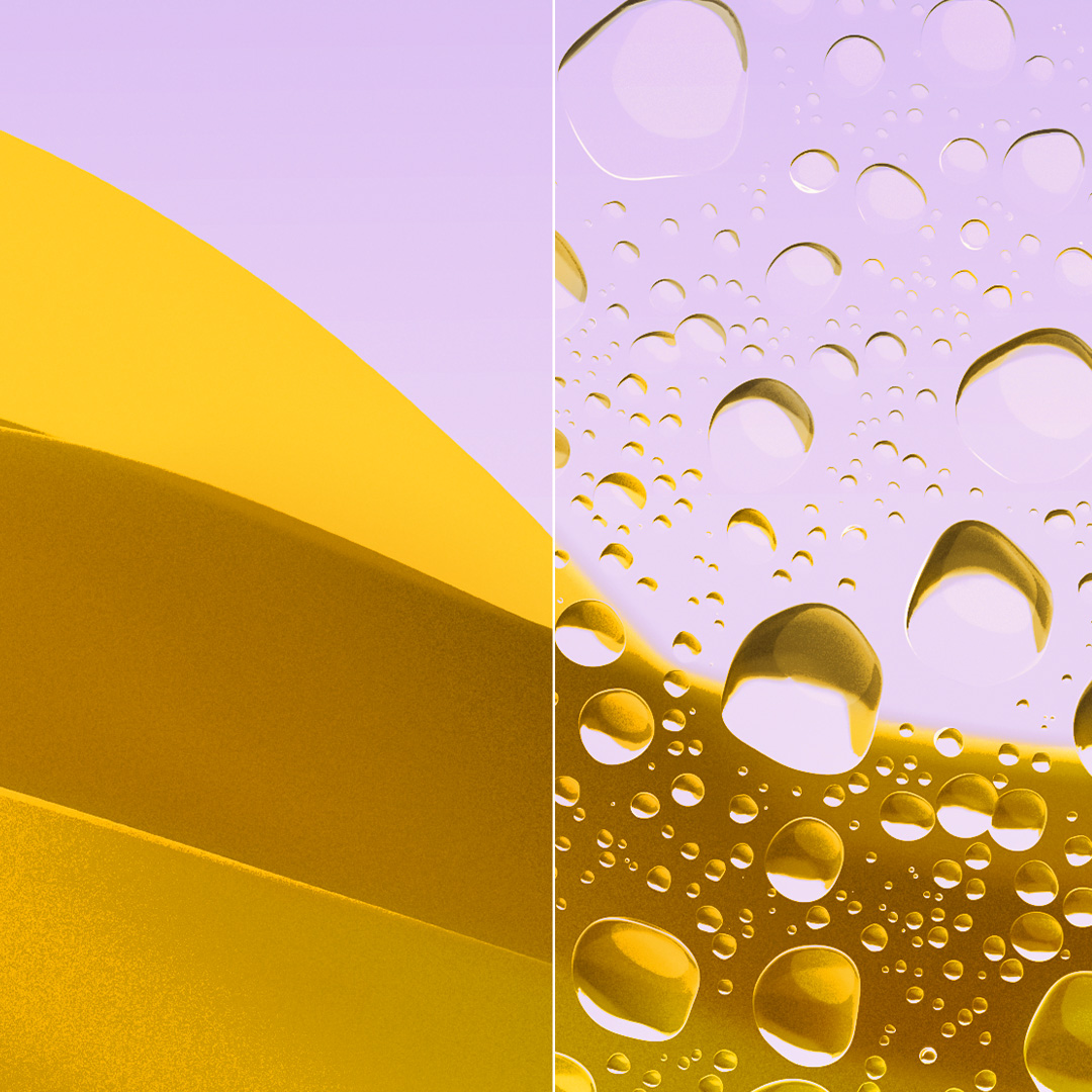Delad bild av ett klart, rent glas med ZEISS DuraVision Gold UV och ett glas med vattendroppar.