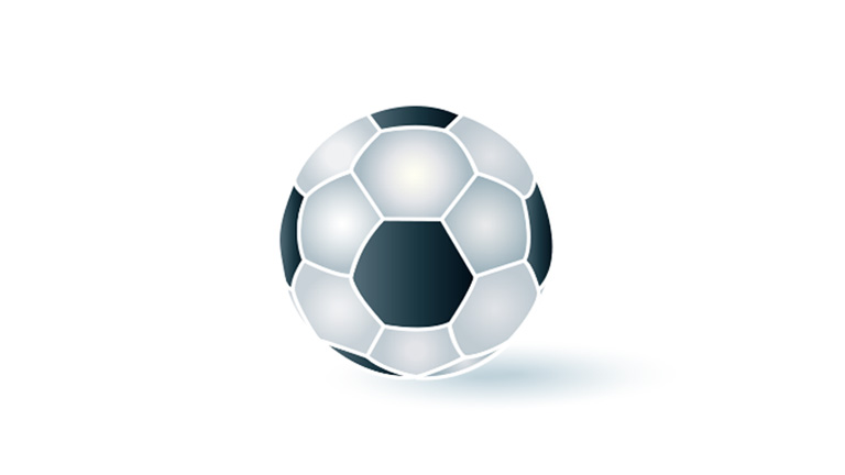 3D-illustration av en svartvit fotboll.
