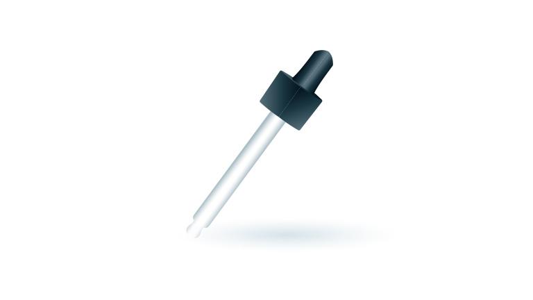 3D-illustration av ögondroppar.