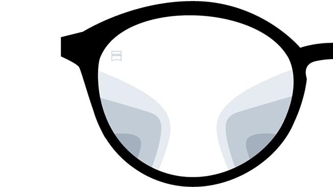 Visualisering av ZEISS Progressive Precision Plus-glas. På bilden visas hur det ser ut när man tittar genom glasen.