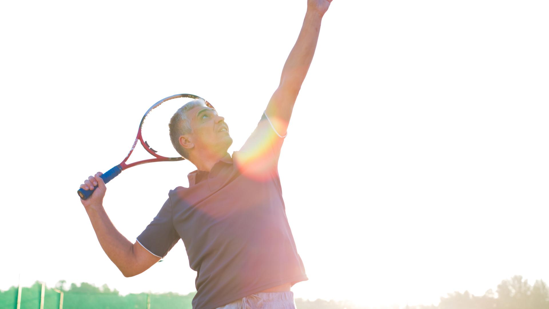 A man playing tennis