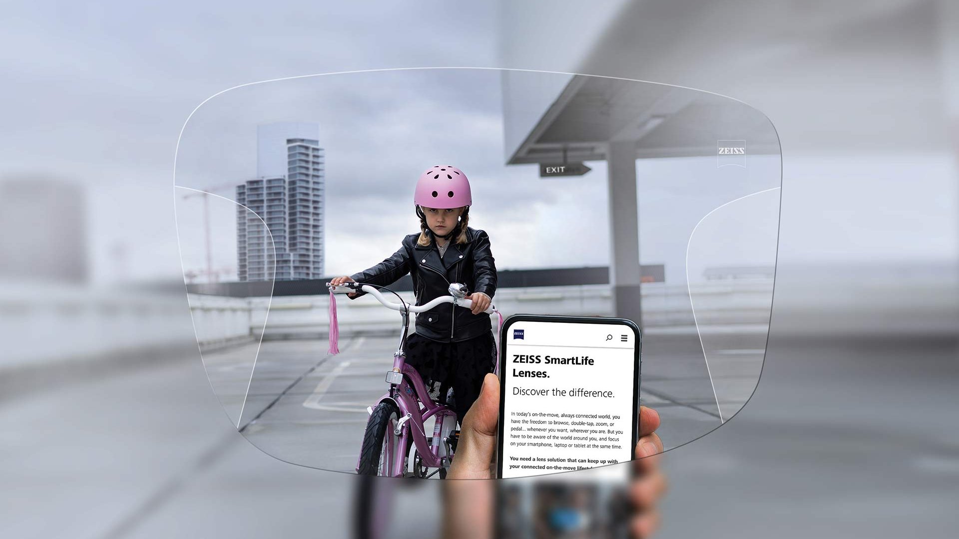 Visualisering av ZEISS SmartLife Progressive Individual-glas. På bilden visas hur det ser ut när man tittar genom glasen.
