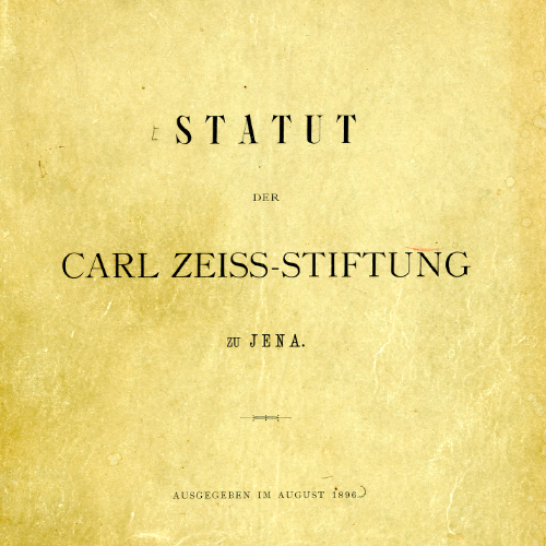 En bild som visar Carl Zeiss Foundations stadgar. 