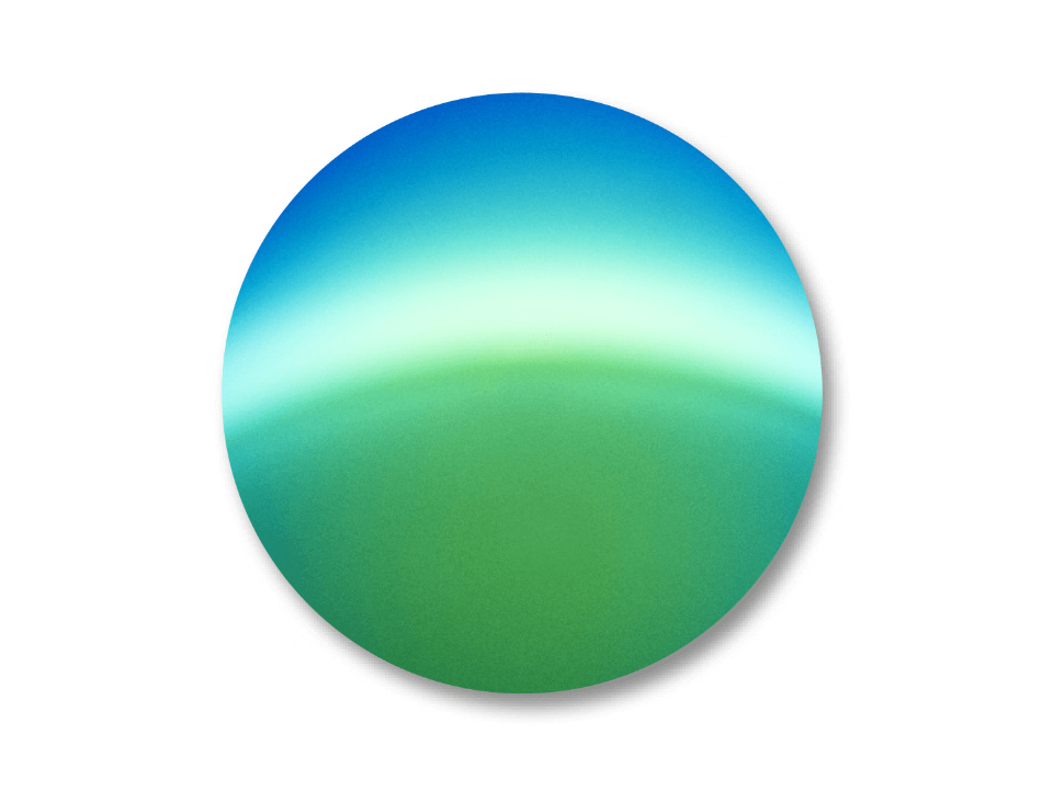 ZEISS DuraVision spegelfärg grön, som skiftar mot blått i den övre delen.